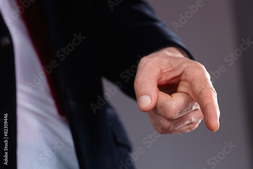 man hand pointing at something