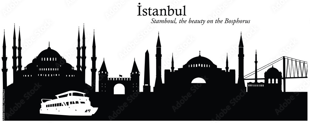 Fototapeta premium Vector illustration of skyline of Istanbul, Turkey