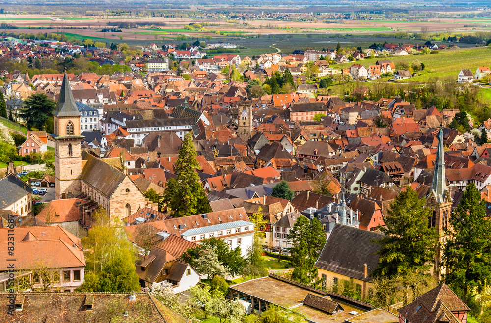 View of Ribeauville, a traditional village in Alsace, France