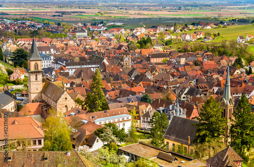 View of Ribeauville, a traditional village in Alsace, France photo