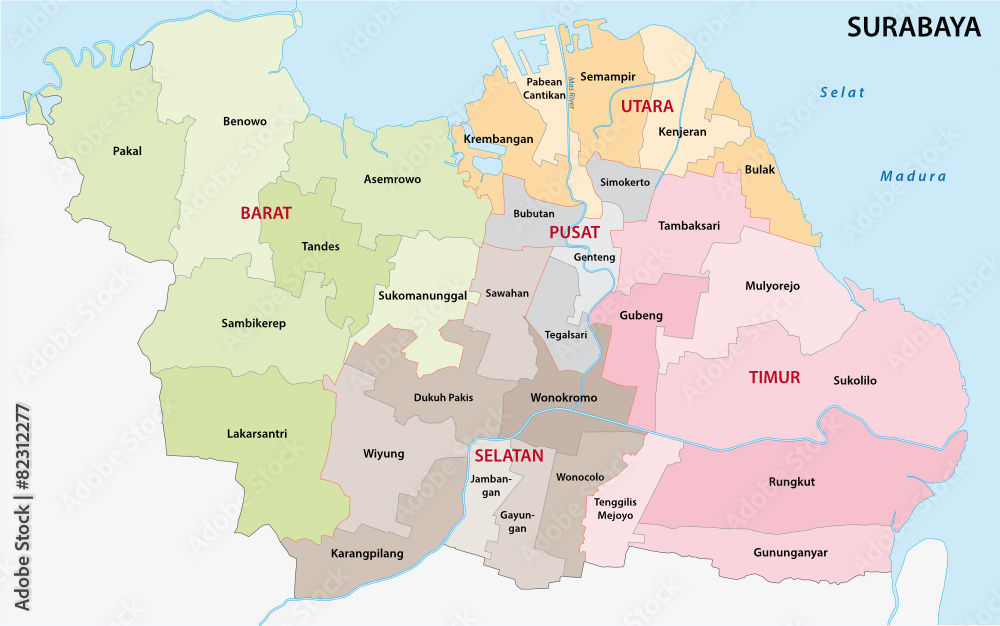 surabaya administrative map