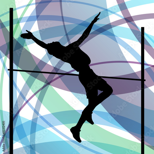 Man high jumping abstract vector background concept, track and f