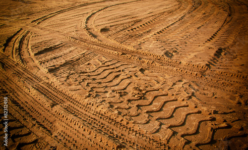Tire tracks on the sand