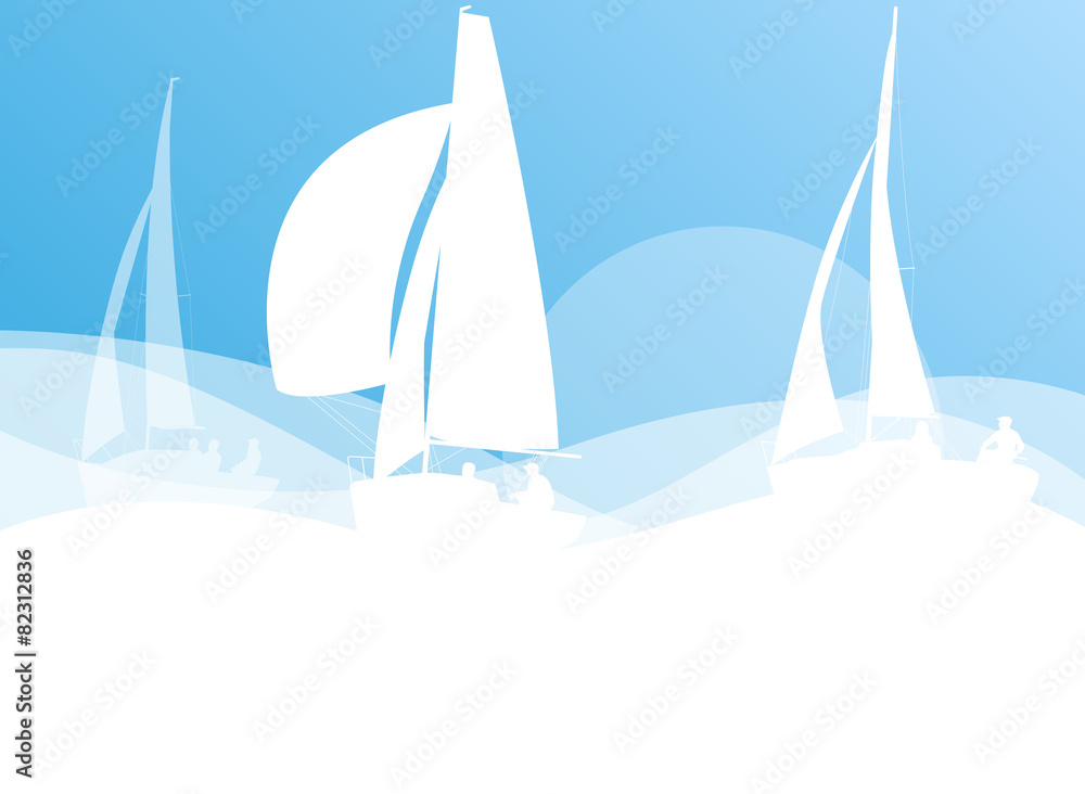 Naklejka premium Sailing yacht race vector background transportation competition