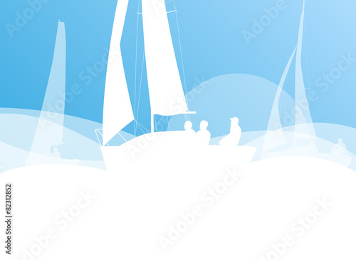 Sailing yacht race vector background transportation competition