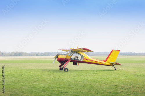 Small aeroplane in the field