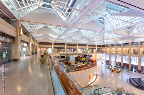 modern shopping mall interior at entrance hall photo