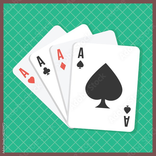 Four aces on poker table