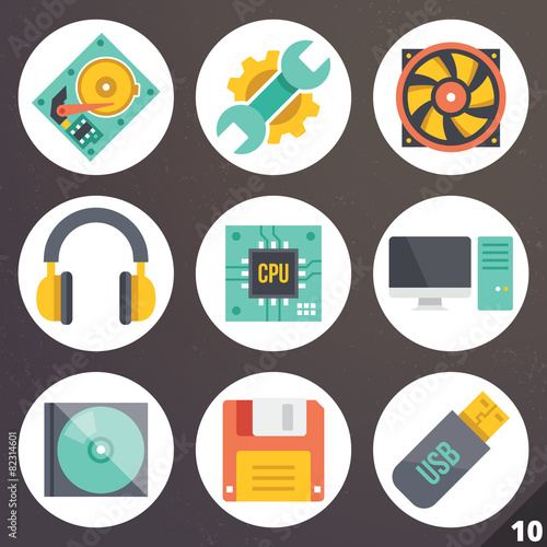 Colorful vector icons for web and mobile applications. Set 10