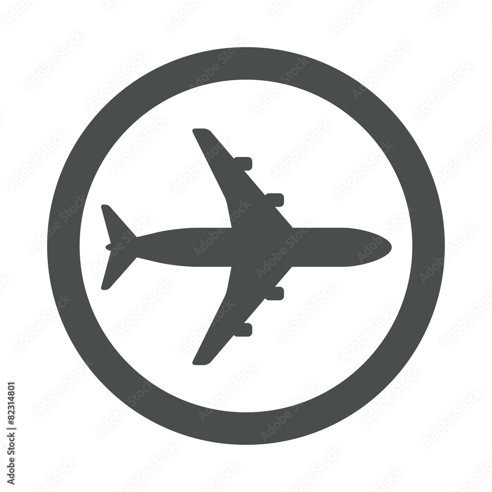 Icono redondo avion gris
