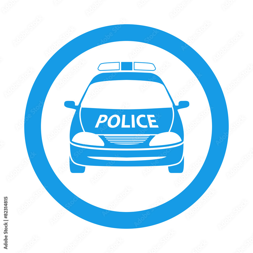 Icono redondo coche policia azul Stock Illustration