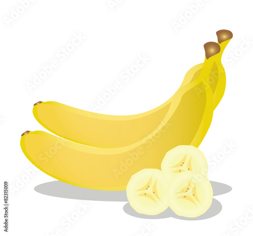 Vector banana and banana slice