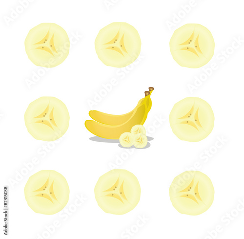 Vector banana and banana slice