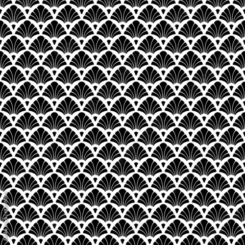 Seamless Retro Pattern Abstract Flowers Black/White