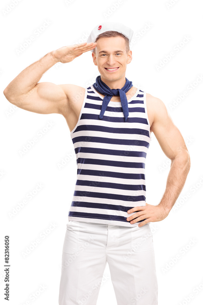 Handsome sailor making a salute gesture Handsome sailor making a salute gesture