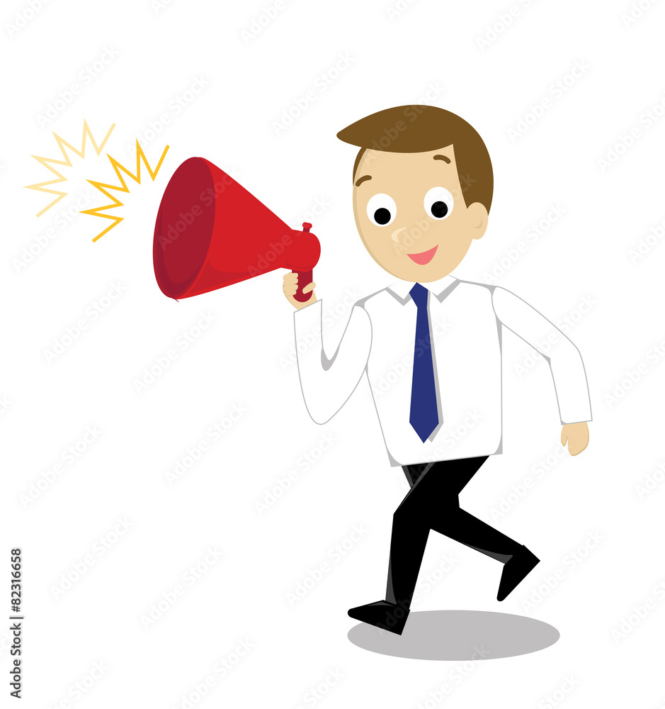 Cartoon of businessman using megaphone
Cartoon of businessman using megaphone