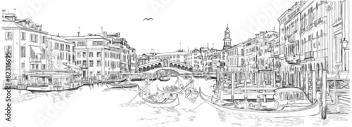 Venice - Grand Canal. View of the Rialto Bridge