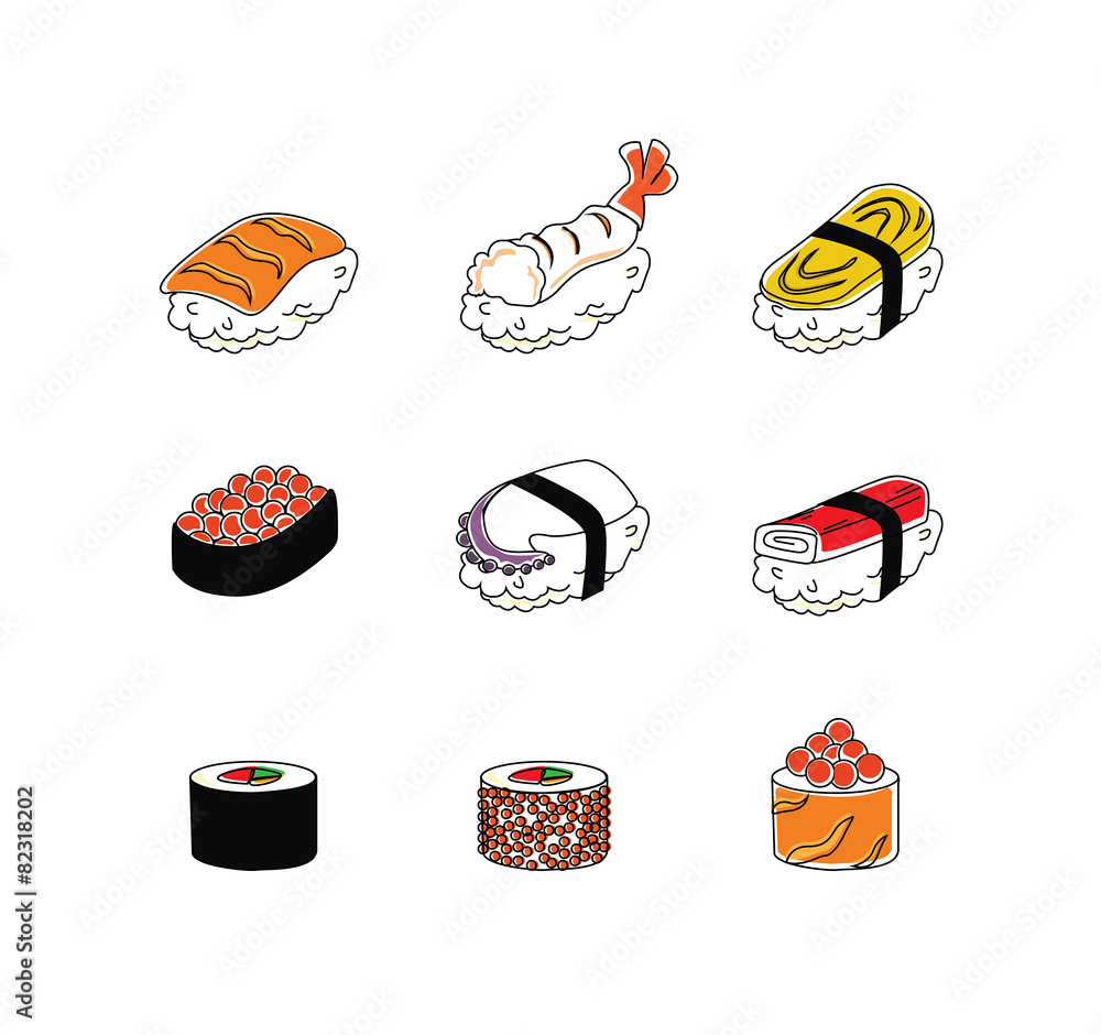 Vector set of mix sushi icon
Vector set of mix sushi icon