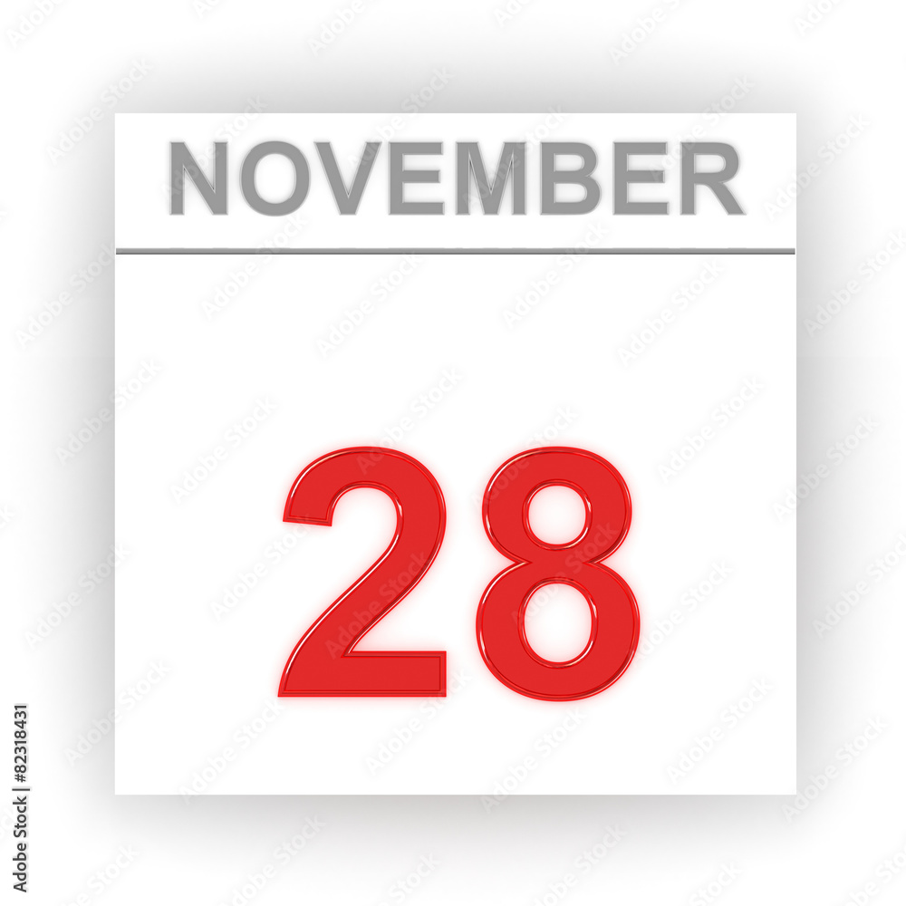 November 28. Day on the calendar. November 28. Day on the calendar.