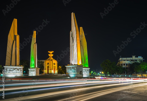 The Democracy Monument at night time in Bangkok,Thailand