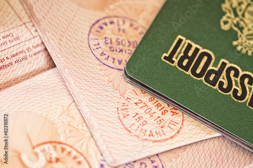 Canvas Print Passport page with stamps