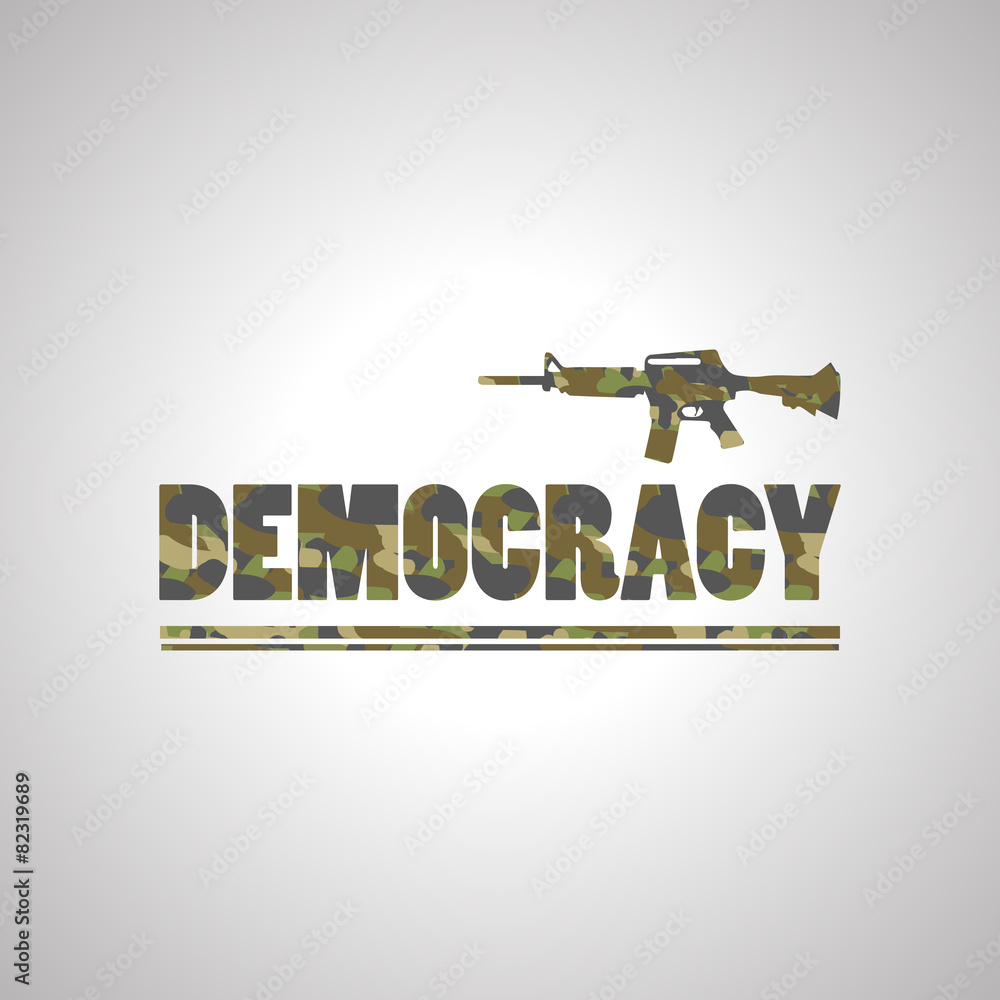 Soldier democracy green font on white background Soldier democracy green font on white background