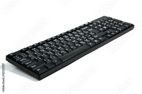 black keyboard keys  computer on  white backgrond