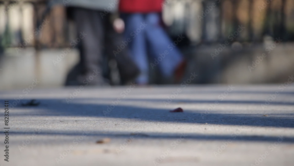 Defocused feet of people walking, close up Defocused feet of people walking, close up