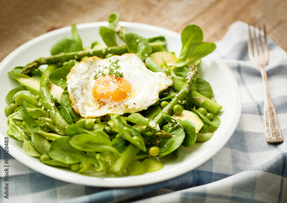 Healthy spring green salad with egg Healthy spring green salad with egg