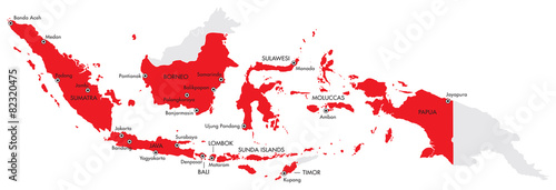 Map of Indonesia with Provinces and Cities