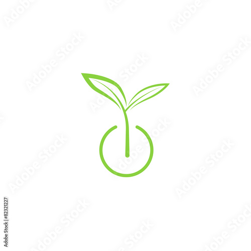 Sprout mockup eco logo, green leaf seedling, growing plant