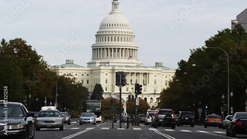 WS Traffic on Pennsylvania Avenue with Capitol in background, Washington D.C, USA photo