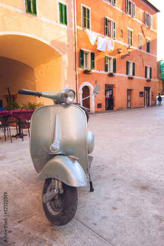 Italian popular mode of transport scooter parked in the Tuscan t