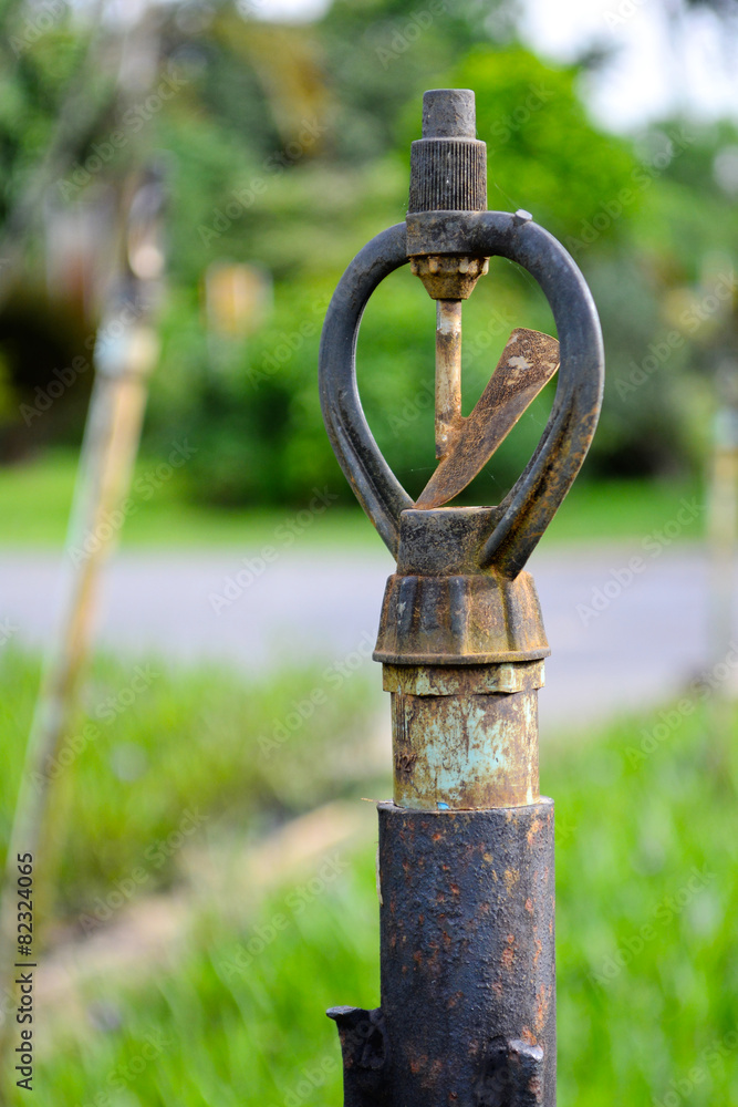 Close up old sprinkler head.