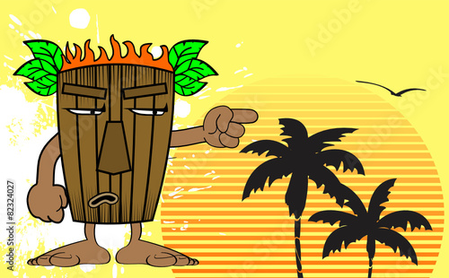 tiki hawaiian mask cartoon summer background8