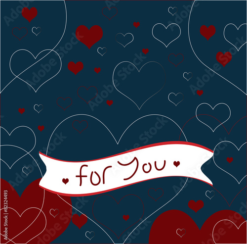 for you love card blue and red hearts Print