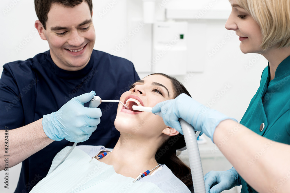 Woman under dental treatment. Woman under dental treatment.