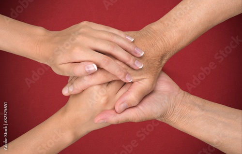 Wallpaper Mural Human Hand. Old and young together Torontodigital.ca