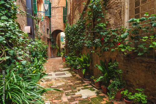 Hidden streets of the ancient city of Siena  Italy