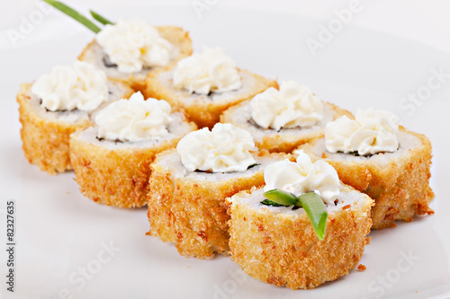 Fried Maki Sushi. Hot Roll with Cream Cheese.