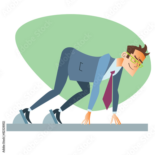 Businessman start treadmill business sports competition