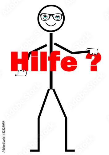 Strichmännchen mit Schriftzug "Hilfe"
