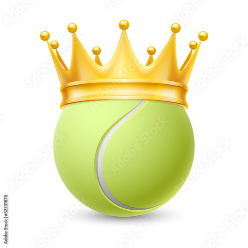Golden crown on  ball for tennis