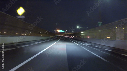 Twilight POV drive over Daikoku Junction.