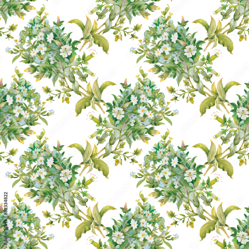 Fototapeta premium Seamless pattern of watercolor garden flowers