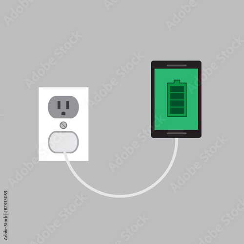 Phone connected and charging to wall plug