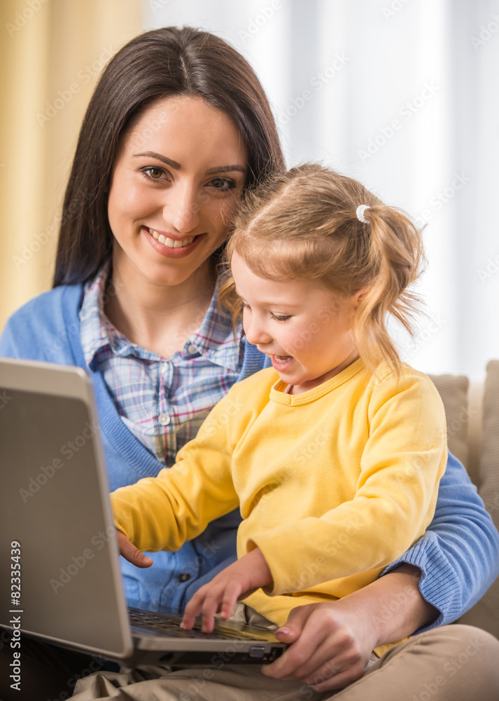 Mom with little daughter