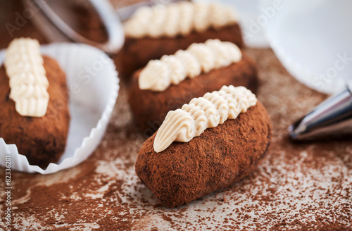 Chocolate truffle rum balls cakes photo