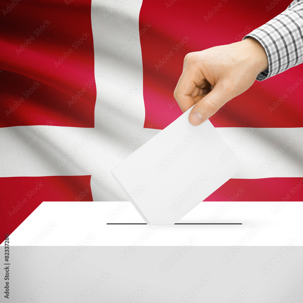 Ballot box with national flag on background - Denmark Ballot box with national flag on background - Denmark