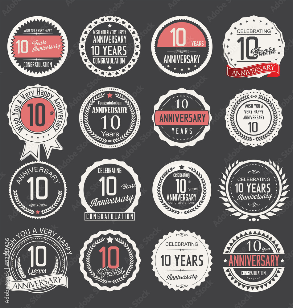 Anniversary label collection, 10 years Anniversary label collection, 10 years